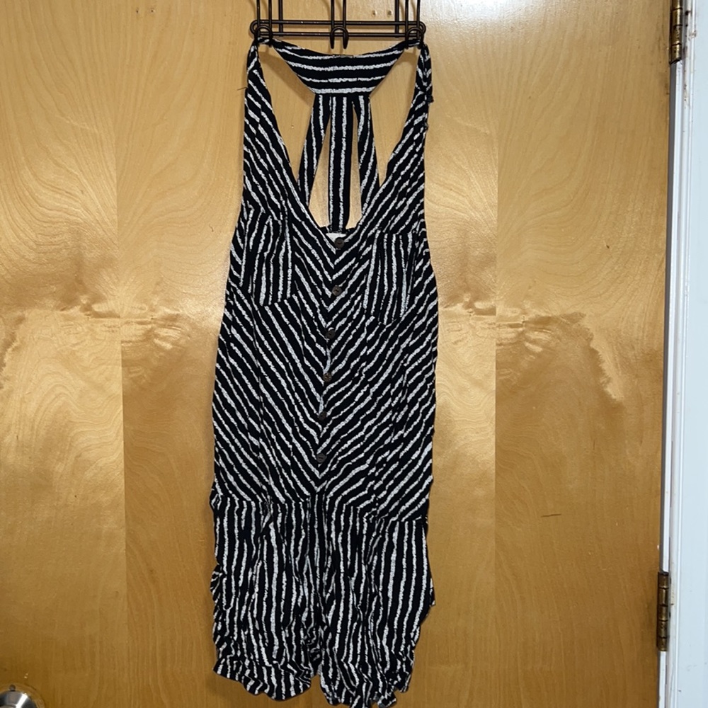 Black and white striped romper